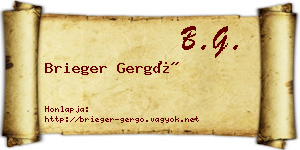 Brieger Gergő névjegykártya